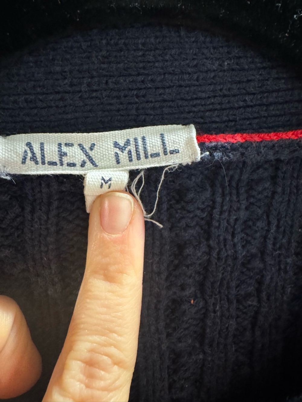 Alex Mill Navy Cable-Knit Button Cardigan - Picture 2 of 4
